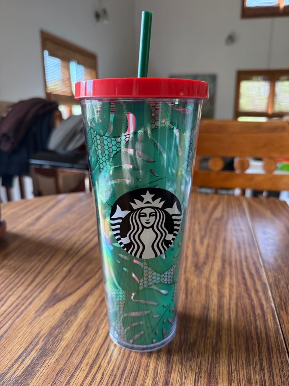 Starbucks Green Tropical Leaves Monstera Acrylic Tumbler